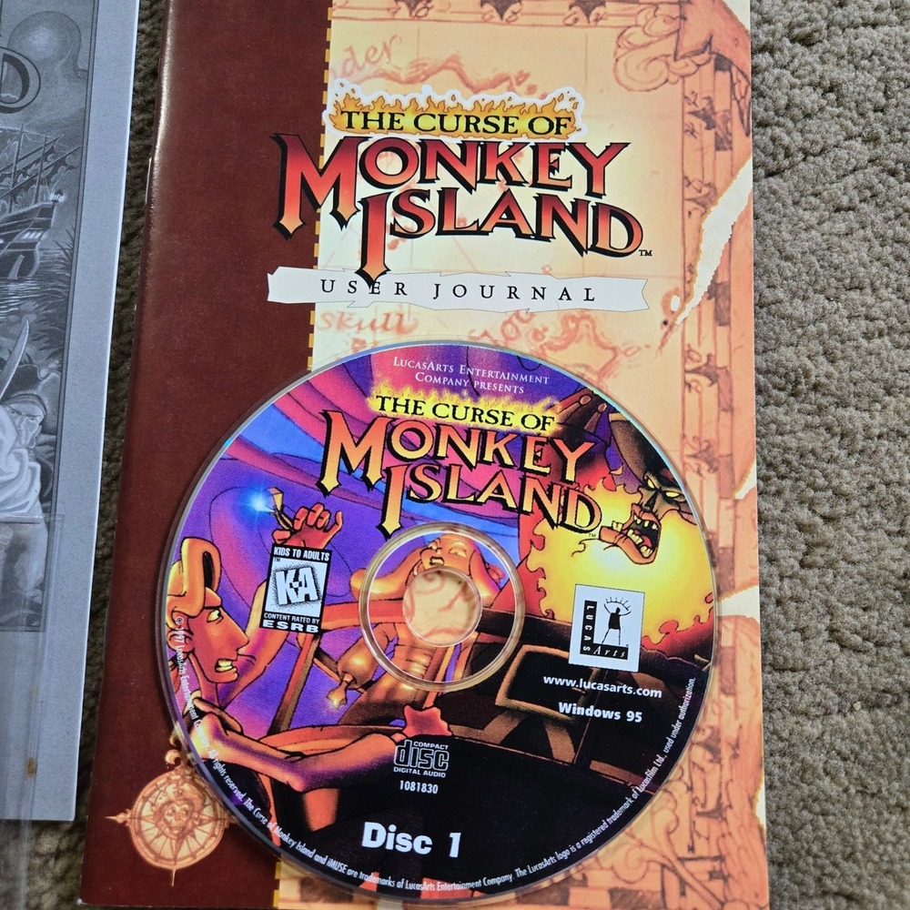 The Curse of Monkey Island PC Windows 95 2 Disc Set with User Journal LucasArts